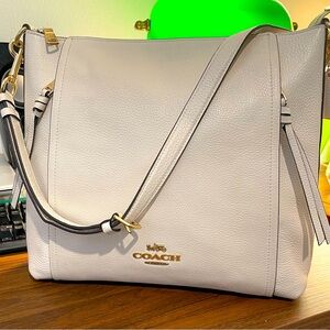 Coach Leather Marlon Hobo in Chalk